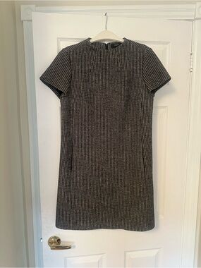 Theory Jasneah Shift Dress Admiral Crepe Mini High Neck Cap Sleeve Pockets